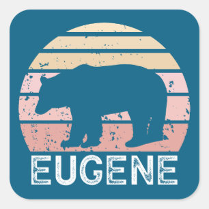 Eugene Oregon Retro Bär Quadratischer Aufkleber