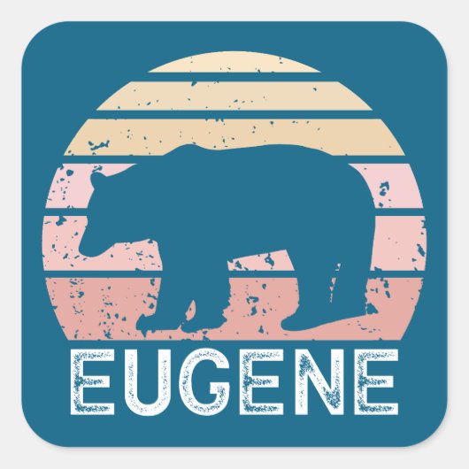 Eugene Oregon Retro Bär Quadratischer Aufkleber (Vorderseite)