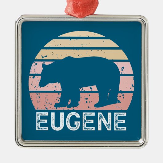 Eugene Oregon Retro Bear Ornament Aus Metall (Vorne)