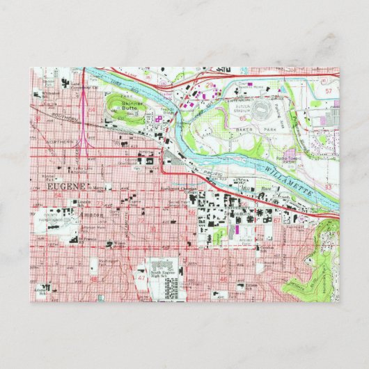 Eugene University of Oregon Vintag Map Postkarte (Vorderseite)