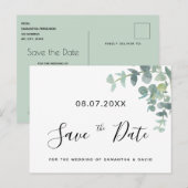 Eukaluptus Grüne Hochzeit speichern Sie das Datum Postkarte (Vorne/Hinten)