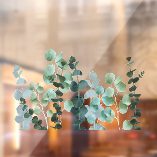 Eukalypt-Blätter mit transparentem blau-grün Fensteraufkleber
