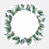 Eukalypt Hochzeitsticker Verpackung transparent Runder Aufkleber (Vorderseite)