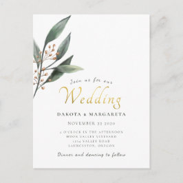 Eukalyptscher-Blattgold-Hochzeit Postkarte