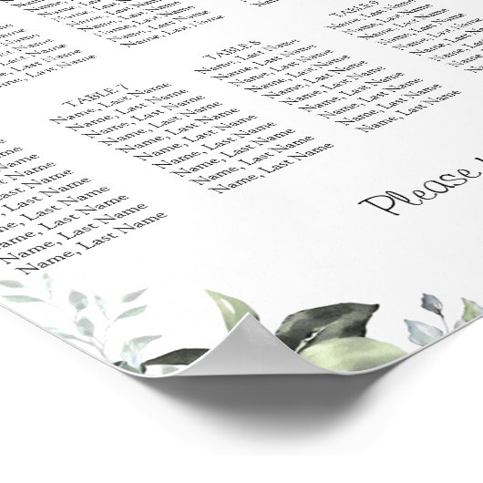 Eukalyptus 10 Tables Seating Chart Plakatzeichen Poster (Ecke)