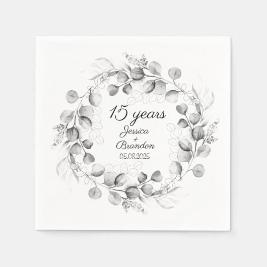 Eukalyptus 15. Crystal Wedding Anniversary Serviette (Vorderseite)