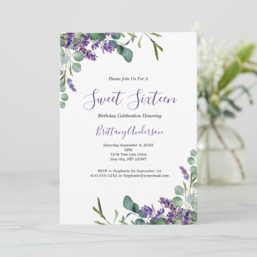 Eukalyptus 16 . Geburtstag 16 Geburtstag Einladung (Stehend Vorderseite)