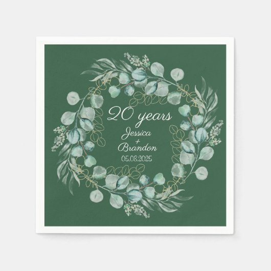 Eukalyptus 20. Emerald Wedding Jubiläum Serviette (Vorderseite)