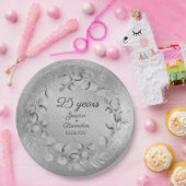 Eukalyptus 25. Silberhochzeit Pappteller (Party)