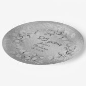 Eukalyptus 25. Silberhochzeit Pappteller (Schrägansicht)