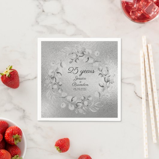 Eukalyptus 25. Silberhochzeit Serviette (Beispiel)