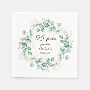 Eukalyptus 25. silberne Hochzeit  Serviette