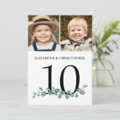 Eukalyptus 2 Foto Hochzeit Tischnummer Zeichen (Stehend Vorderseite)