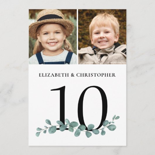 Eukalyptus 2 Foto Hochzeit Tischnummer Zeichen (Vorderseite)