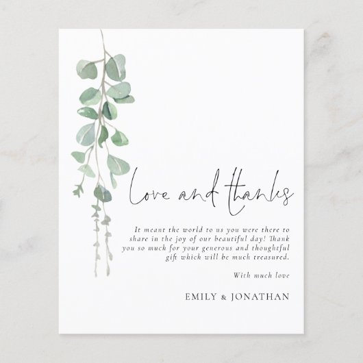 Eukalyptus 3 Foto QR Hochzeit Vielen Dank (Vorderseite)