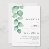 Eukalyptus 3-Fotos QR-Code Hochzeit Einladung (Vorderseite)