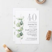 Eukalyptus 40. Geburtstagsfeier Party Einladung (Vorderseite/Rückseite Beispiel)