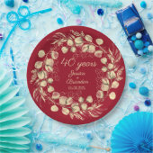 Eukalyptus 40. Red Ruby Wedding Jubiläum Pappteller (Party)