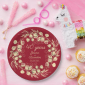 Eukalyptus 40. Red Ruby Wedding Jubiläum Pappteller (Party)