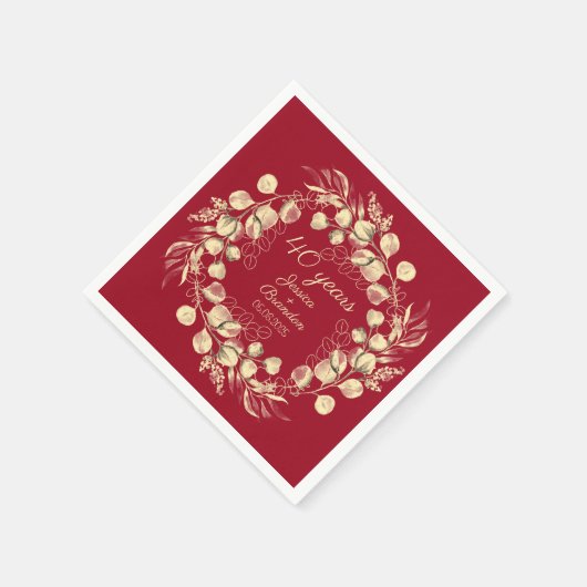 Eukalyptus 40. Red Ruby Wedding Jubiläum Serviette (Ecke)