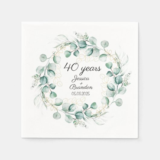 Eukalyptus 40. Ruby Wedding Anniversary Serviette (Vorderseite)
