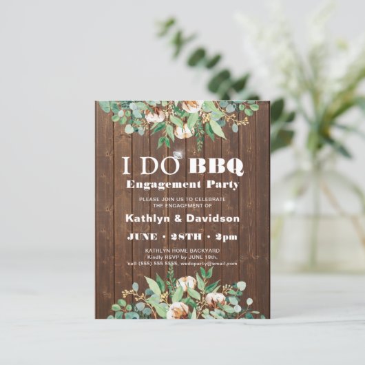 Eukalyptus 4 Foto Verlobung Einladung (Stehend Vorderseite)