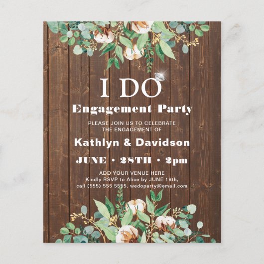 Eukalyptus 4 Foto Verlobung Einladung (Vorderseite)