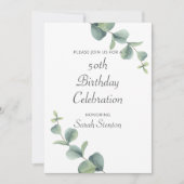 Eukalyptus 50. Geburtstag Einladung (Vorderseite)