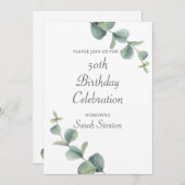 Eukalyptus 50. Geburtstag Einladung (Vorne/Hinten)