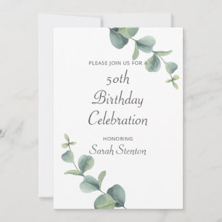 Eukalyptus 50. Geburtstag Einladung