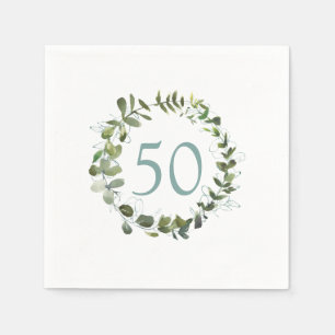 Eukalyptus 50. Geburtstag Serviette