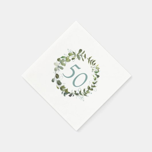 Eukalyptus 50. Geburtstag Serviette (Ecke)