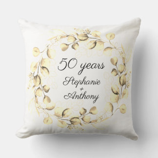 Eukalyptus 50. Goldener Hochzeitstag Kissen