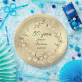 Eukalyptus 50. Goldener Hochzeitstag Pappteller (Party)