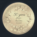 Eukalyptus 50. Goldener Hochzeitstag Pappteller<br><div class="desc">Eukalyptus,  Goldkranz,  fünfzig Jahre goldene Teller zum 50. Geburtstag der Hochzeit. Moderne,  elegante botanische Teller.</div>