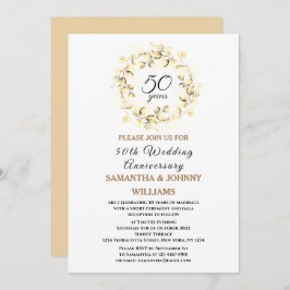 Eukalyptus 50. Hochzeitliches Foto Gold Einladung