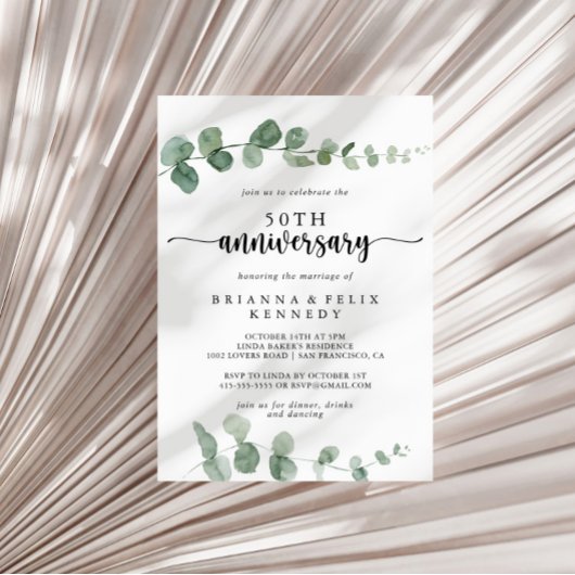 Eukalyptus 50. Hochzeitstag Einladung