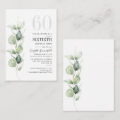 Eukalyptus 60. Geburtstag Einladung (Vorne/Hinten)