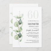 Eukalyptus 60. Geburtstagsparty Einladung (Vorne/Hinten)