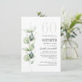 Eukalyptus 60. Geburtstagsparty Einladung (Stehend Vorderseite)