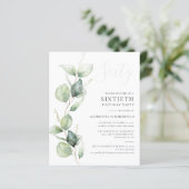 Eukalyptus 60. Geburtstagsparty Einladung (Stehend Vorderseite)