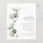 Eukalyptus 60. Geburtstagsparty Einladung (Vorderseite)
