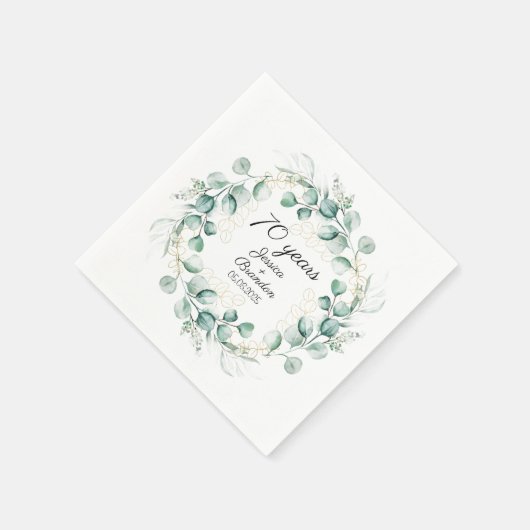 Eukalyptus 70. Hochzeit Jubiläum Grünen Serviette (Ecke)