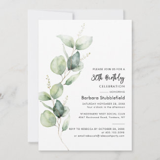 Eukalyptus 80. Geburtstagsparty Botanical Einladung