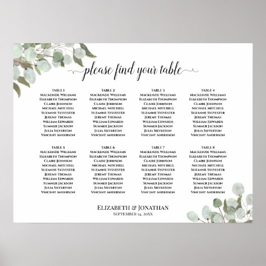 Eukalyptus-8-Tabelle Poster (Vorne)