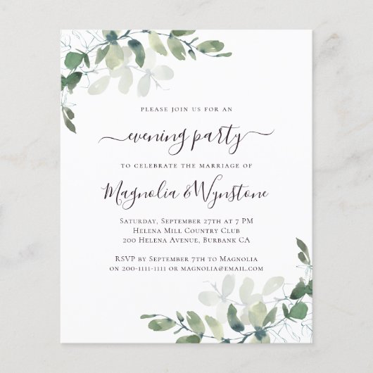 Eukalyptus-Abend-Party Einladung (Vorderseite)