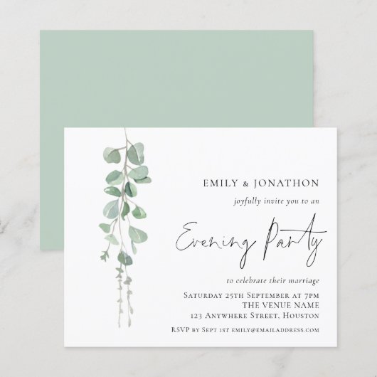 Eukalyptus Abend Party Hochzeit Einladung (Vorne/Hinten)