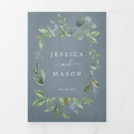 Eukalyptus All-in-one Hochzeitseinladungen Dreifach Gefaltete Einladung (Cover)