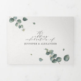 Eukalyptus All in one monogram Wedding Tri-Fold Dreifach Gefaltete Einladung