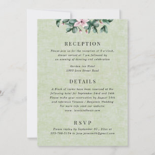 Eukalyptus All in one Sage Green Monogram Wedding Einladung